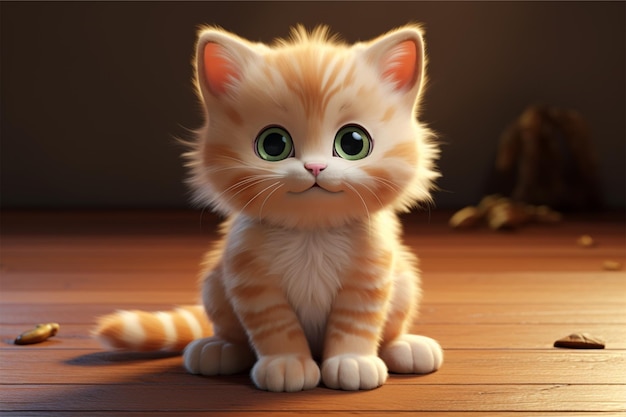 cute kitten character 3d