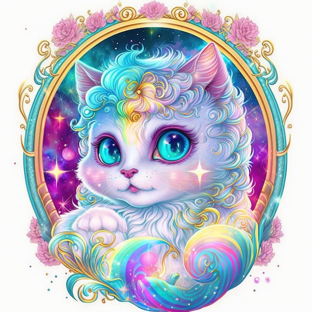 Cute kitten character design cartoon for girl and children book