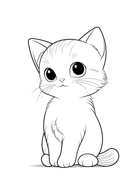 cute kitten coloring page on A4 paper