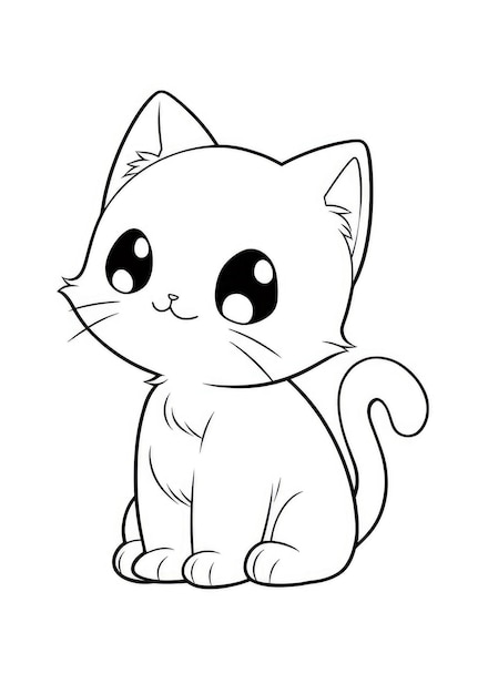 cute kitten coloring page on A4 paper