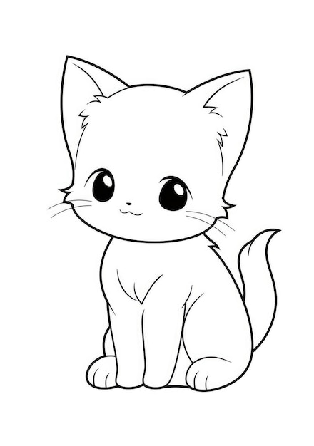 cute kitten coloring page on A4 paper