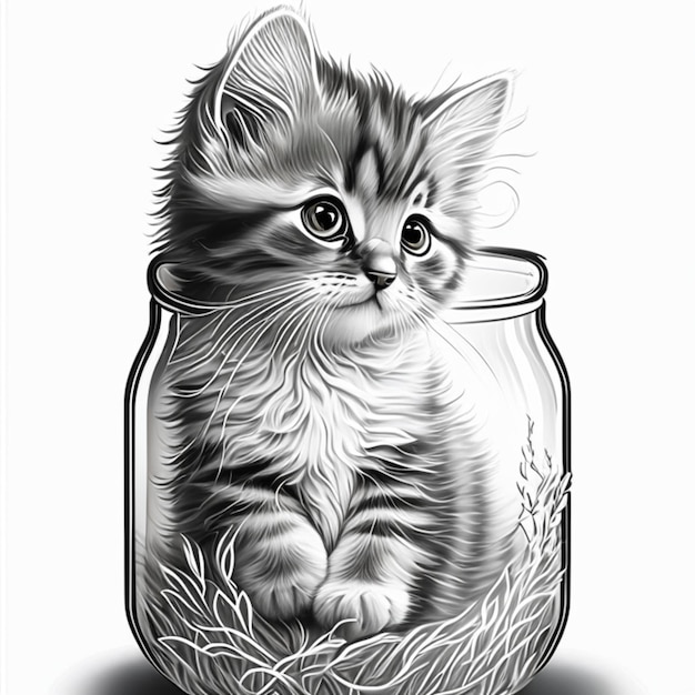 Photo cute kitten coloring page for adults coloring page for kids