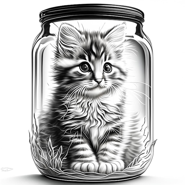 Cute kitten Coloring page for adults Coloring page for kids