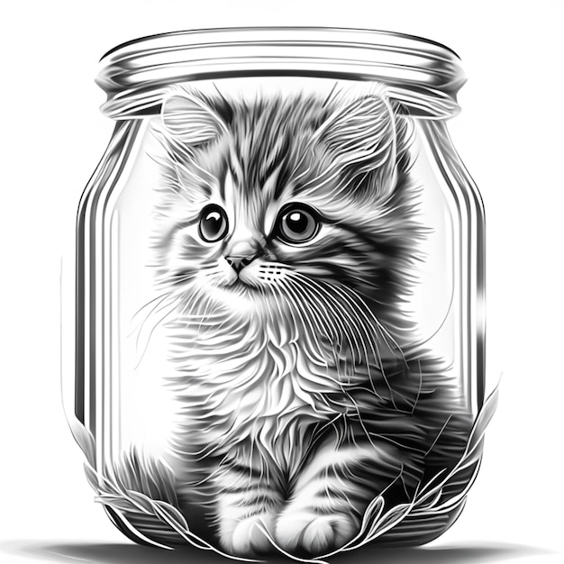 Photo cute kitten coloring page for adults coloring page for kids