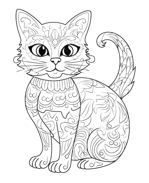 Cute Kitten Coloring Pages for Kids Cute cat cartoon Black and white lines Activity Book