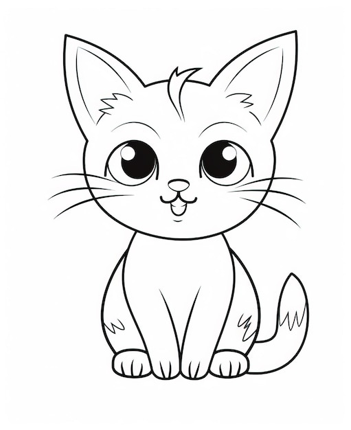 Photo cute kitten coloring pages for kids cute cat cartoon black and white lines activity book