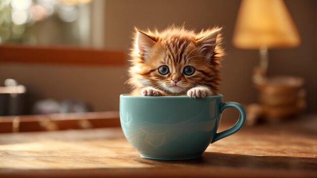 Cute kitten in a cup