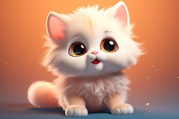 Cute kitten cute animated cat AI Generated with beautiful Background