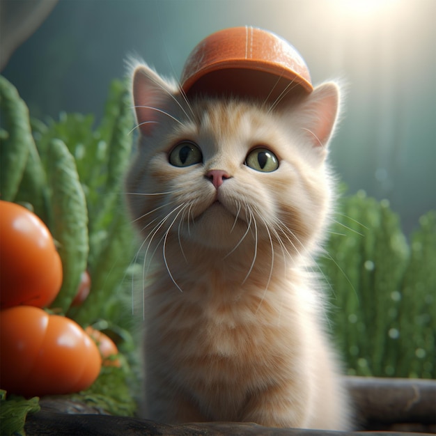 A Cute Kitten in Realistic Photorealistic Style