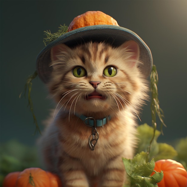 A Cute Kitten in Realistic Photorealistic Style