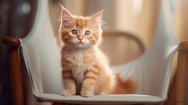 Cute kitten sitting on a chair