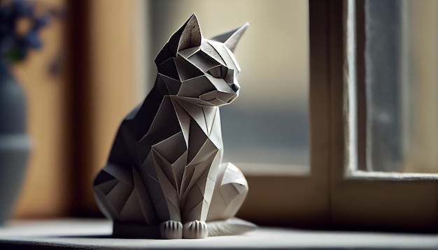 Photo cute kitten sitting on windowsill with toy generated by ai