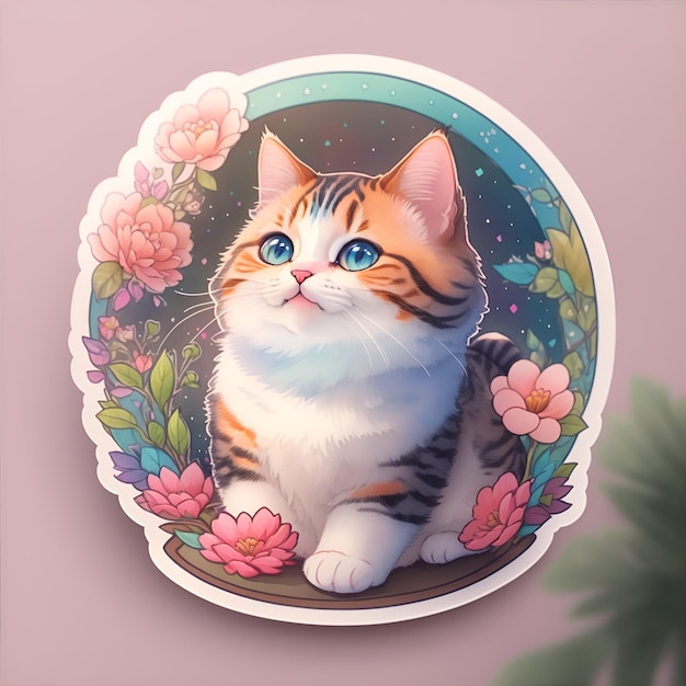 Cute kitten sticker