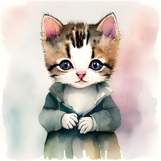 Cute Kitten Watercolor