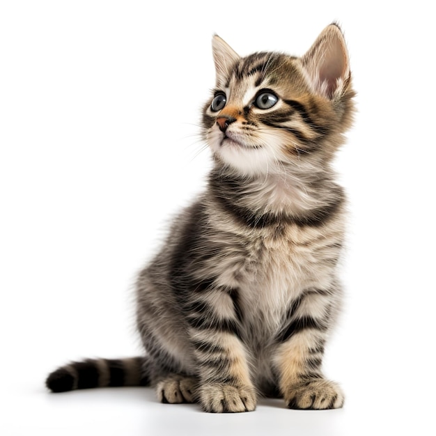 A cute kitten on a white background