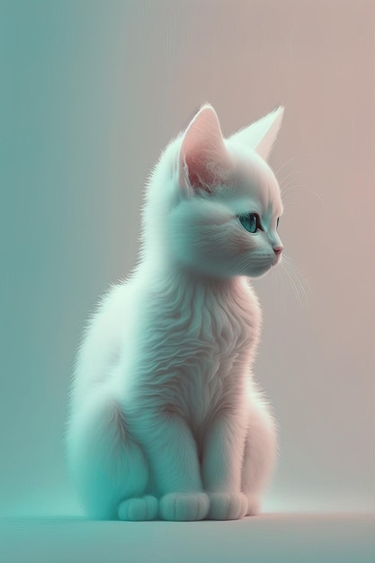 Cute kitten with minimalist background