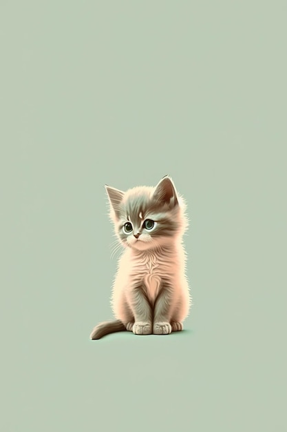 Cute kitten with minimalist background