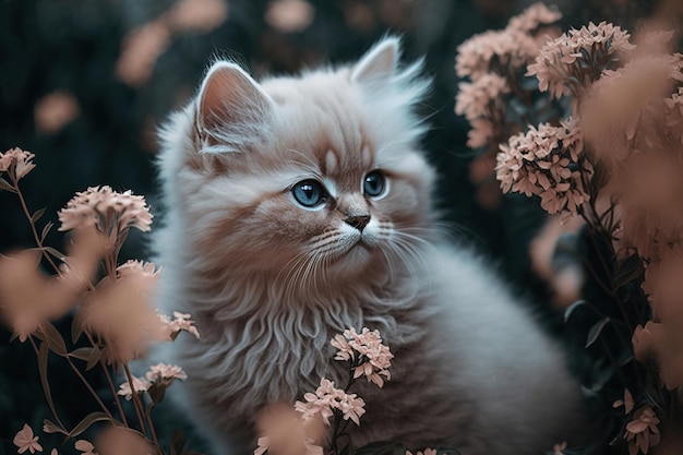 Cute kitten with minimalist background