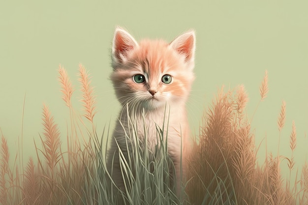 Cute kitten with minimalist background