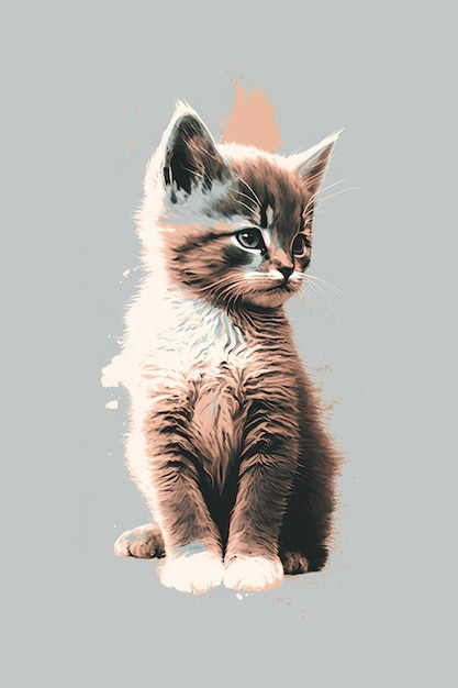 Cute kitten with minimalist background