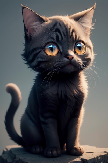 Cute kitty isolated no background portrait