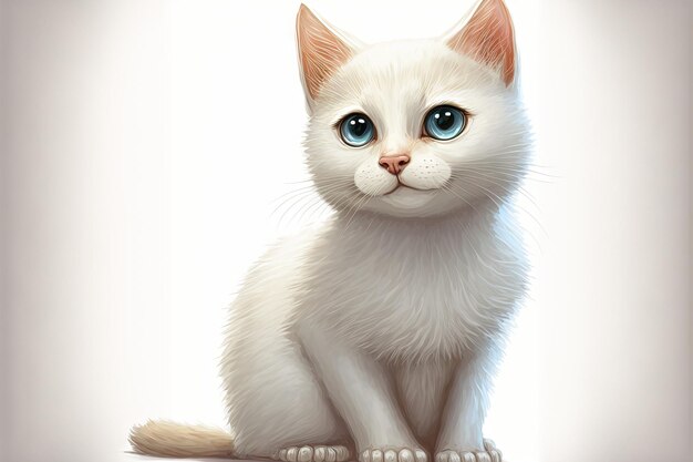 Cute kitty in white isolated