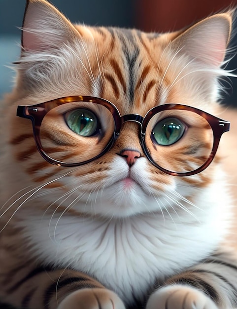 Симпатичный котенок в очках | Премиум Фото