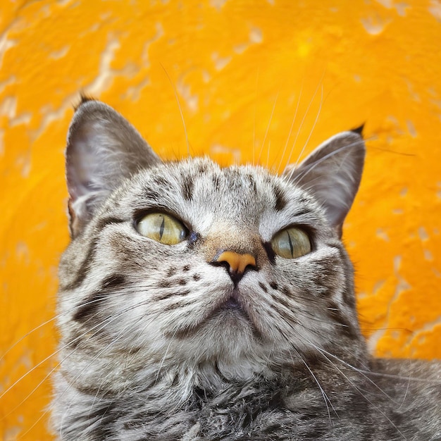 cute kitty with monochrome wall background