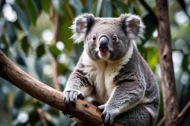 写真 可愛いコアラが木にしがみついている