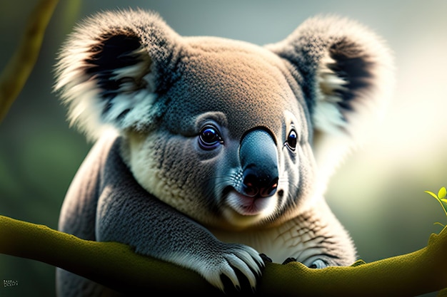 A cute koala in natural habitat Digital artwork