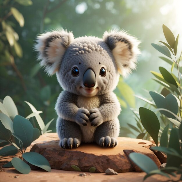 Photo a cute koala sitting on a tree branch