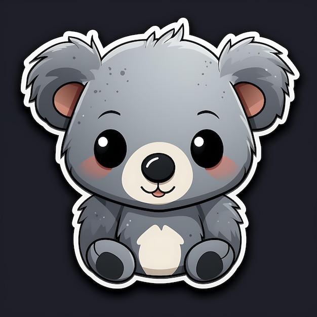 Photo cute koala sticker on solid background