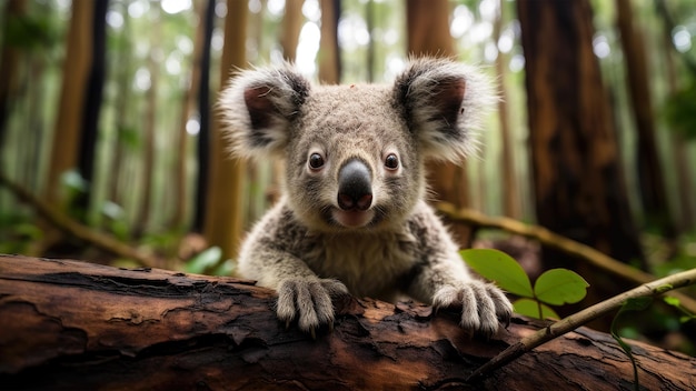 Cute koala wallpaper in the forest 4k hd