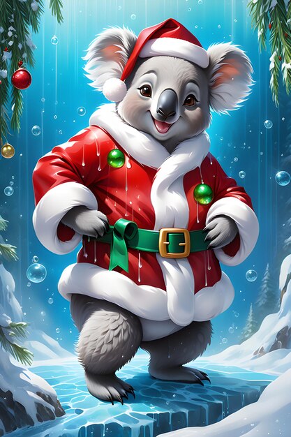 Photo a cute koala wearing a santa suit