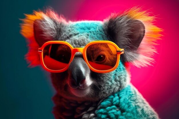 Cute koala wearing sunglasses animal on summer vacation animal illustration Ai generative