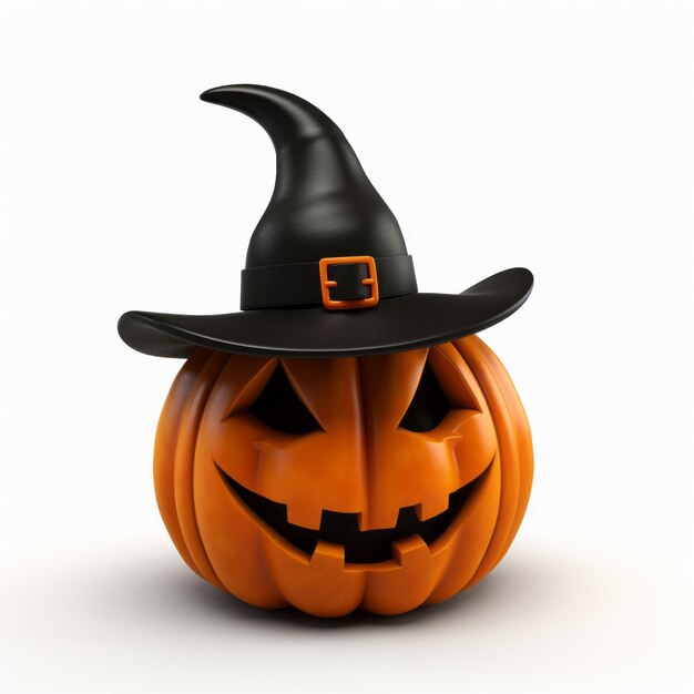 Photo cute kwanzaa jackolantern with devil hat 3d pumpkin render