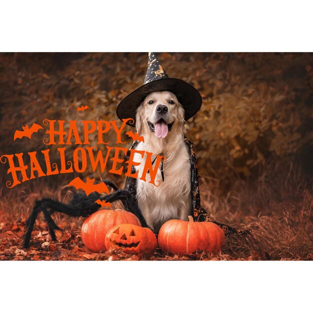 Premium AI Image | Cute labrador dog with Halloween decor and ...