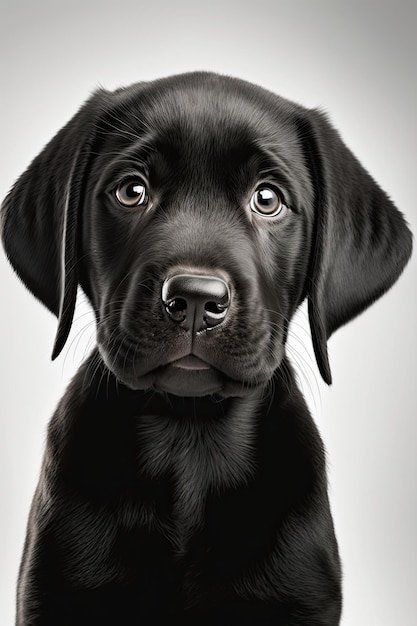 Photo cute labrador puppy portrait generative ai