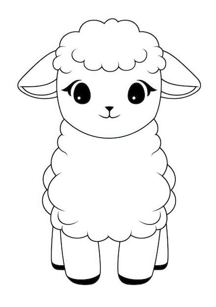 cute lamb coloring page on A4 paper