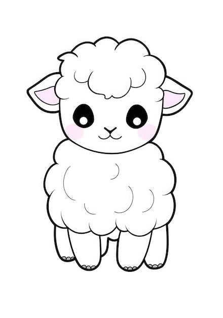 cute lamb coloring page on A4 paper