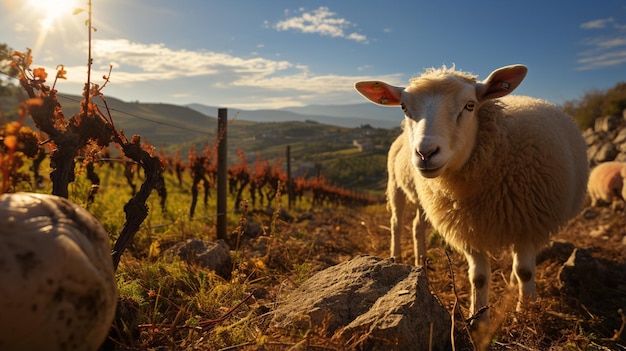 Photo cute lamb with a horns