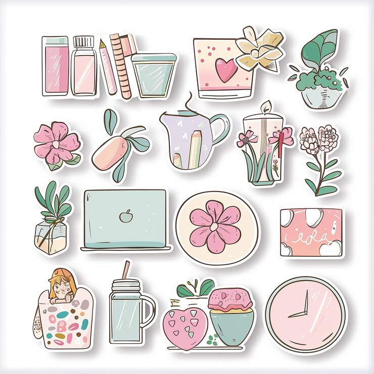 Photo cute laptop planner sticker set