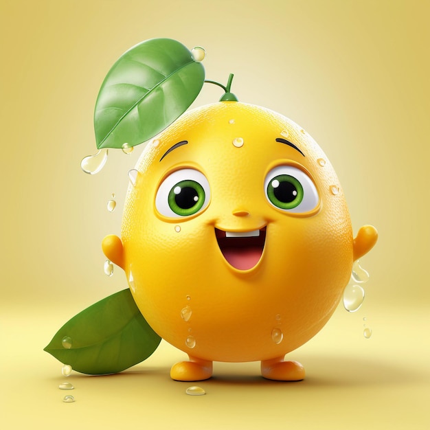 사진 귀여운 레몬 행복 만화 캐릭터