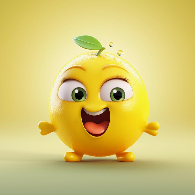 Cute lemon happy cartoon character