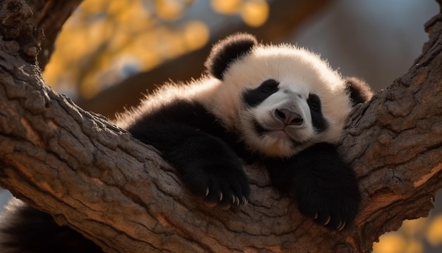 Cute lemur resting on a tree branch in the wild generated by artificial intelligence