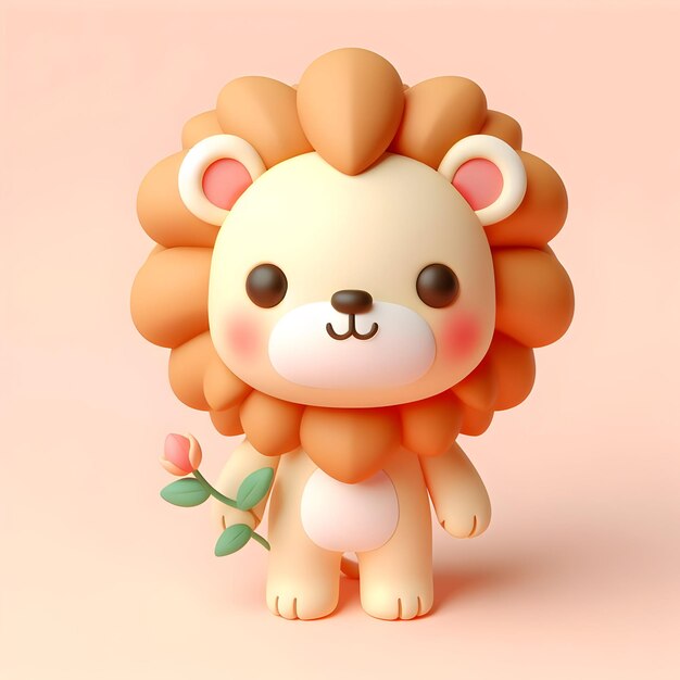 Cute lion character 3d illustration