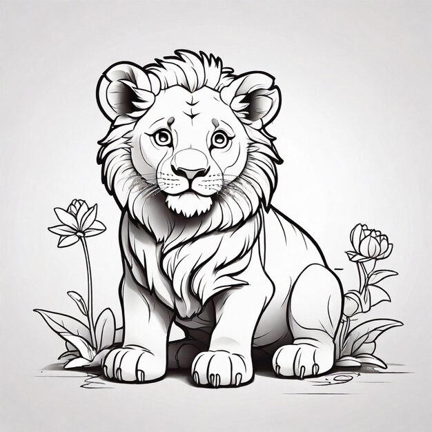 cute lion for coloring book