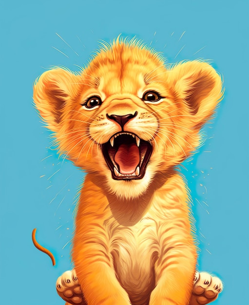 cute lion illustration ai generated