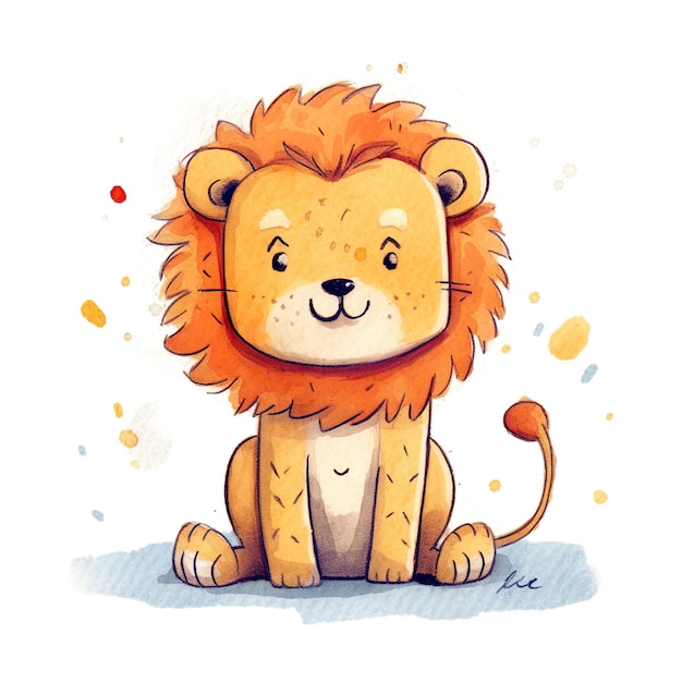 Cute lion illustration for kids ai generated
