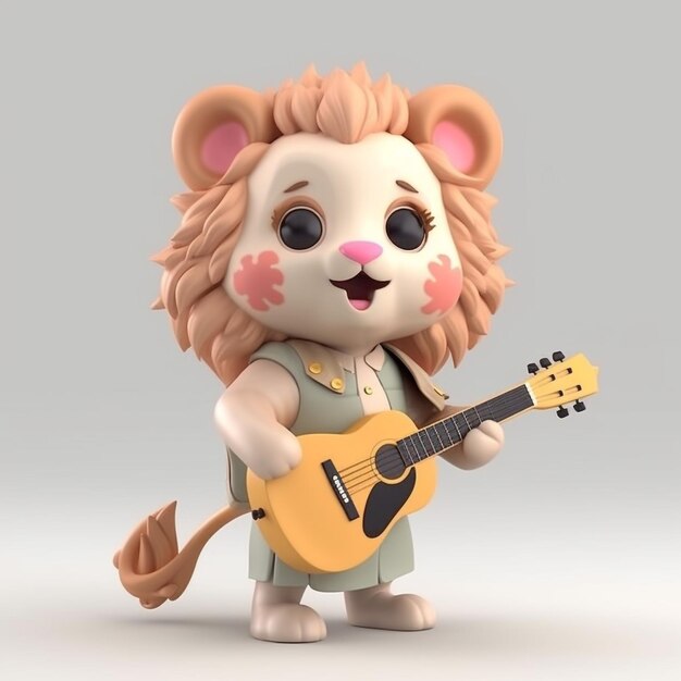 cute lion japanese kawaii style at an virtual idol concept